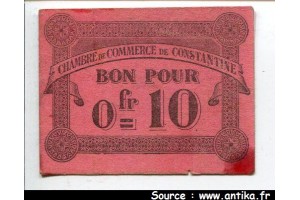 53032 - BON pour 0 Fr =10 Ch Commerce CONSTANTINE  *    *