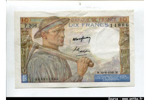 58487 - 10 FRANCS MINEUR - type 1941