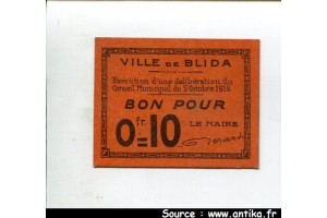 58829 - 10 CENTIMES  Ville de BLIDA