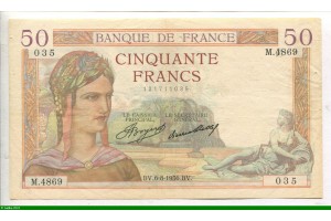 76013 - 50 FRANCS CERES - Type 1933