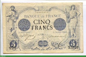 80009 - 5 FRANCS NOIR - Type 1871
