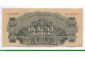 85688 - 20 Korun Bleu-noir sur fond beige