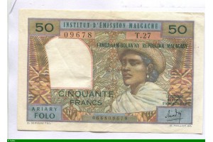 86373 - 50 FRANCS/10 ARIARY Jeune Femme Malgache