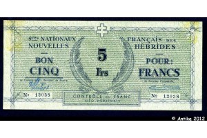 35905 - BON 5 FRS Bleu s/papier Vert Croix de Lorraine
