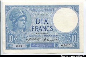 40399 - 10 FRANCS MINERVE - Type 1915