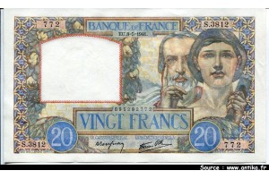 42968 - 20 FRANCS SCIENCE & TRAVAIL - Type 1940