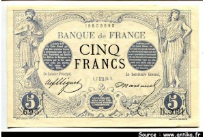 49891 - 5 FRANCS NOIR - Type 1871