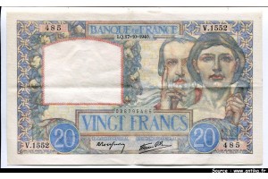 56356 - 20 FRANCS SCIENCE & TRAVAIL - Type 1940