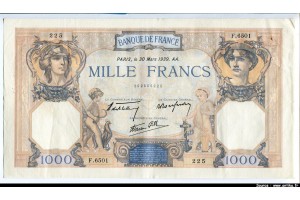 60125 - 1000 FRANCS CERES & MERCURE - Type 1927 modifié