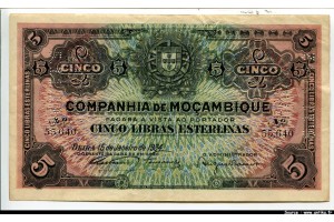 63922 - 5 Libras Companhia de Moçamique perforé