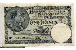 71254 - 5 Francs Roi Albert & Reine Elizabeth