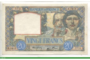 75997 - 20 FRANCS SCIENCE & TRAVAIL - Type 1940