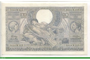 76370 - 100 Frs/20 Belgas Roi Albert & Elizabeth