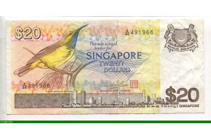 77094 - 20 Dollars Souimanga à poitrine jaune & Aéroport de Changi Concorde