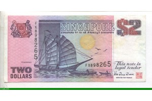 77104 - 2 Dollars Voilier Tongkang et petits  bateaux