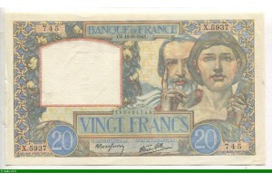 78215 - 20 FRANCS SCIENCE & TRAVAIL - Type 1940