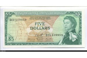 79367 - 5 Dollars  Elizabeth II & Palmier   Série D11-D12    Nevis   *     *