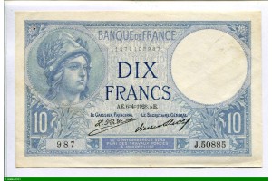 80022 - 10 FRANCS MINERVE - Type 1915