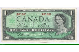 81494 - 1 Dollar Elizabeth II   Signatures : Beattie, Kaminsky  1867-1967