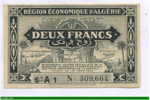 81720 - 2 Francs   Région Economique d' Algérie    Série A1