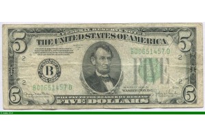 81773 - 5 Dollars Lincoln Tampon  Vert    Lettre B:New York