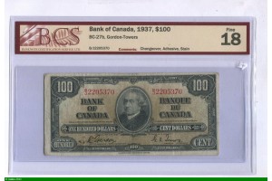 82165 - 100 Dollars Sir John A. Macdonald         BCS   Fine 18