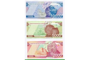 83781 - Lot de 3 Billets 2000-5000 & 10000 Sum Poterie du 6ème Siècle