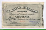 84957 - 50 Pesetas Banco de Espana  Santander  Tampon Bleu     Rare