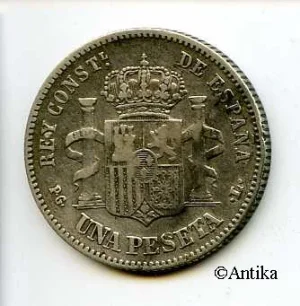 1 PESETA Argt ALPHONSE XIII 1886-1931 PROMO
