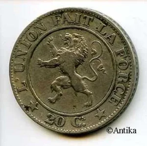 ESSAI de 20 Ctmes LEOPOLD Ier Cu-nickel par BREANT très Rare