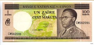 100 Makuta- 1 Zaire Mobutu Stade * *