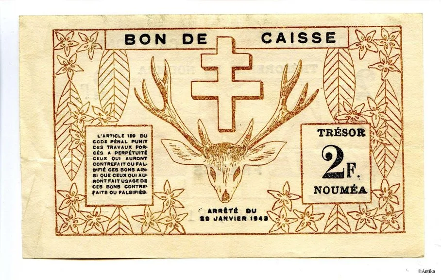 2 FRANCS Trésorerie de NOUMEA
