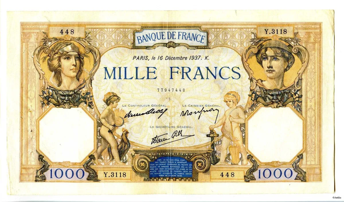 1000 FRANCS CERES & MERCURE - Type 1927 modifié