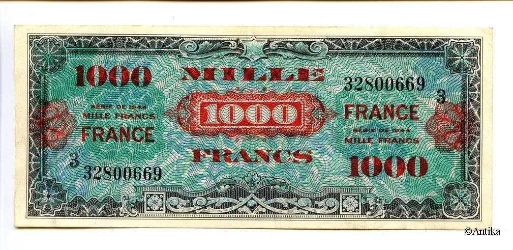 1000 FRANCS Verso "France"