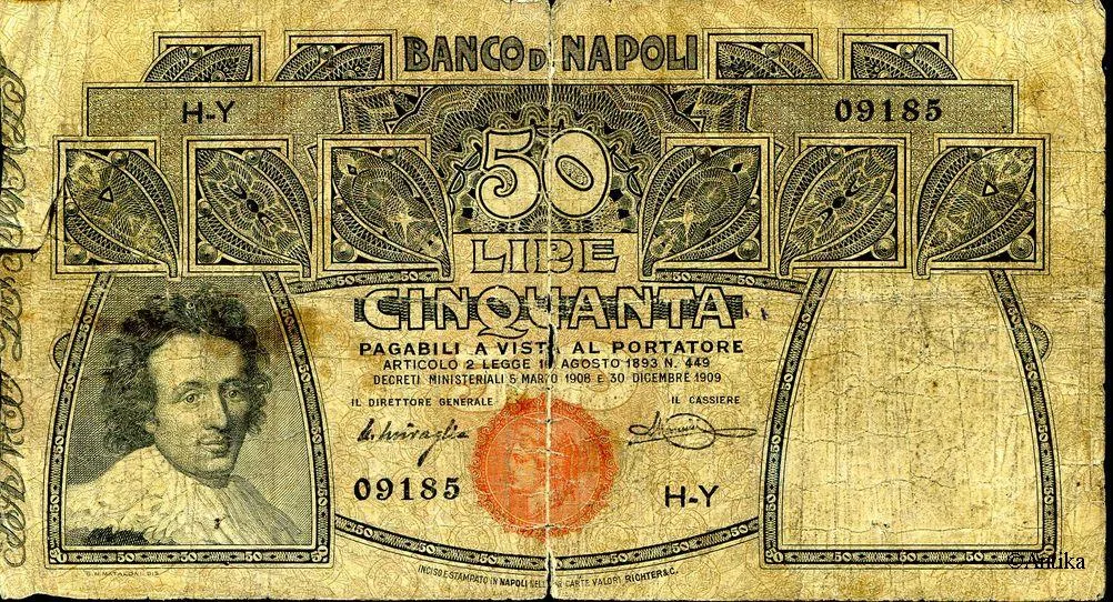 50 Lire Banco di Napoli S.Sosa RARE