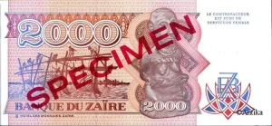 2000 Zaires Mobutu & Statuette en Bois SPECIMEN