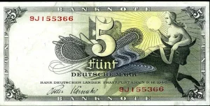 5 Deutsche Mark Femme s/un taureau PROMO