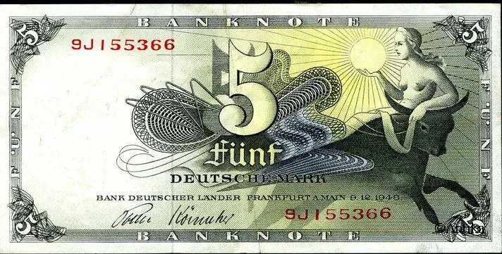 5 Deutsche Mark Femme s/un taureau PROMO