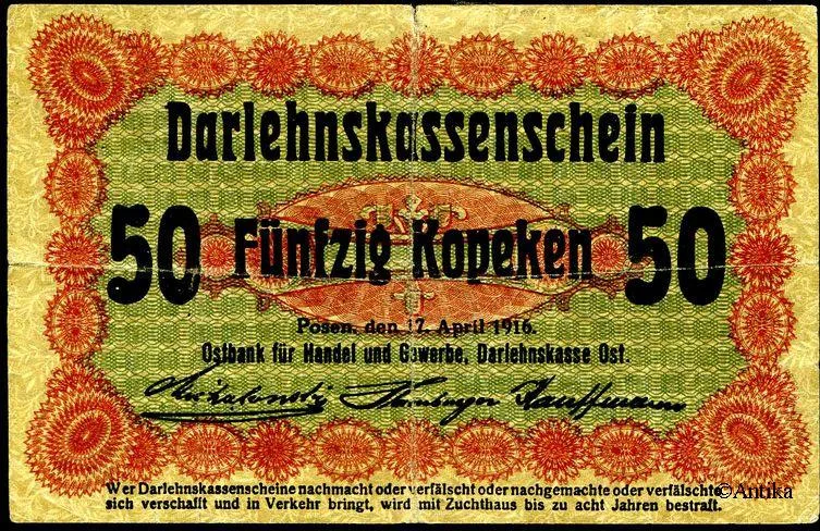 50 Kopeken Darlehnskassenscheine - Occupation de la Lithuanie PROMO