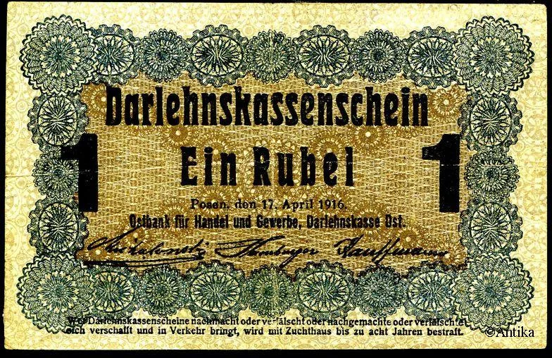 1 Rubei Darlehnskassenscheine - Occupation de la Lithuanie PROMO