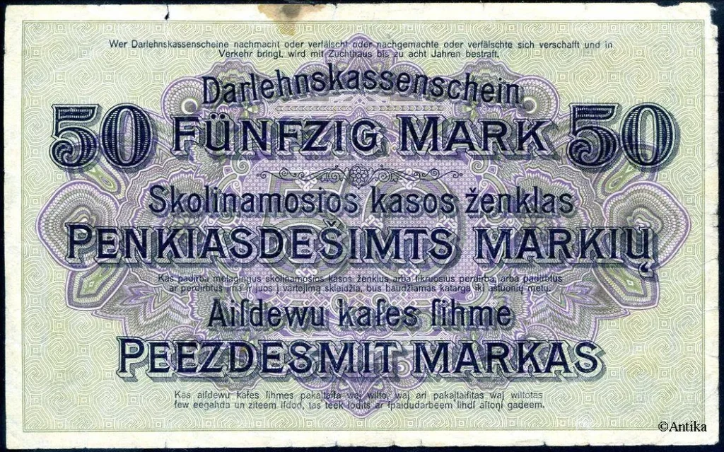50 Mark Occupation de la Lituanie Kowno PROMO