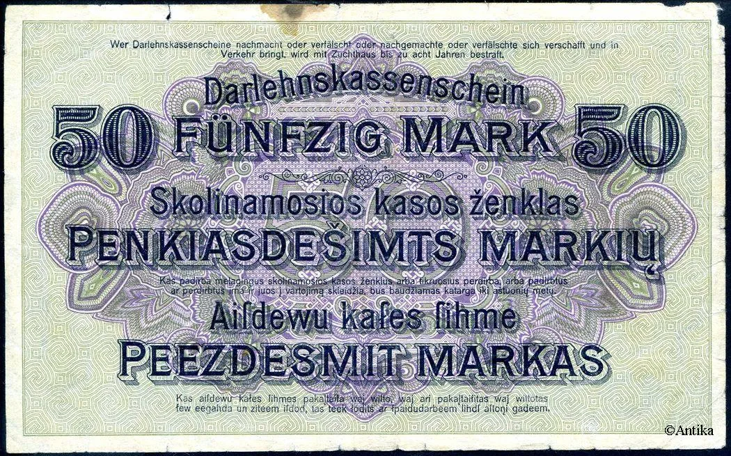 50 Mark Occupation de la Lituanie Kowno PROMO