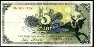 5 Deutsche Mark Femme s/un taureau PROMO