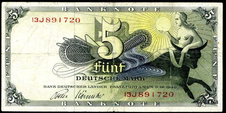 5 Deutsche Mark Femme s/un taureau PROMO