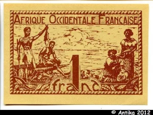 1 FRANC Brun roux AOF Gouvernement Provisoire