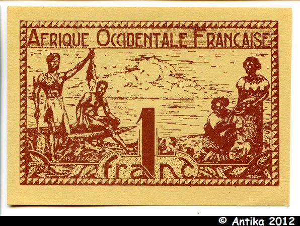 1 FRANC Brun roux AOF Gouvernement Provisoire