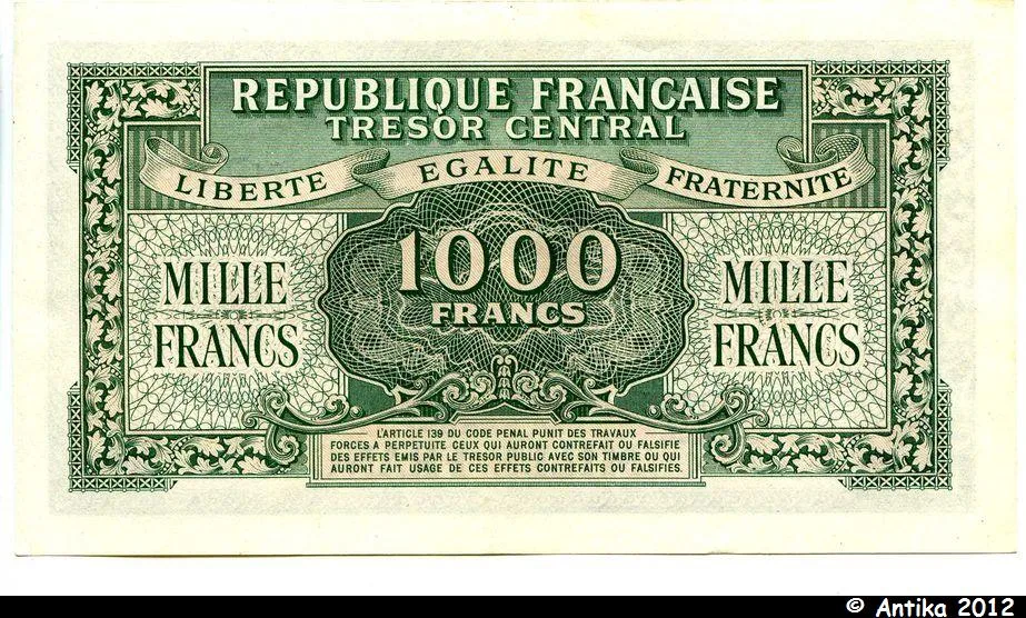 1000 FRANCS (Marianne)chiffres maigres