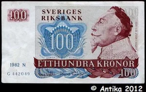 100 Kronor Portrait Roi Gustav II Série A-N-R * * * * PROMO