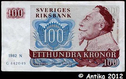 100 Kronor Portrait Roi Gustav II Série A-N-R * * * * PROMO