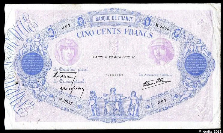 500 FRANCS BLEU & ROSE -Type 1888 modifié